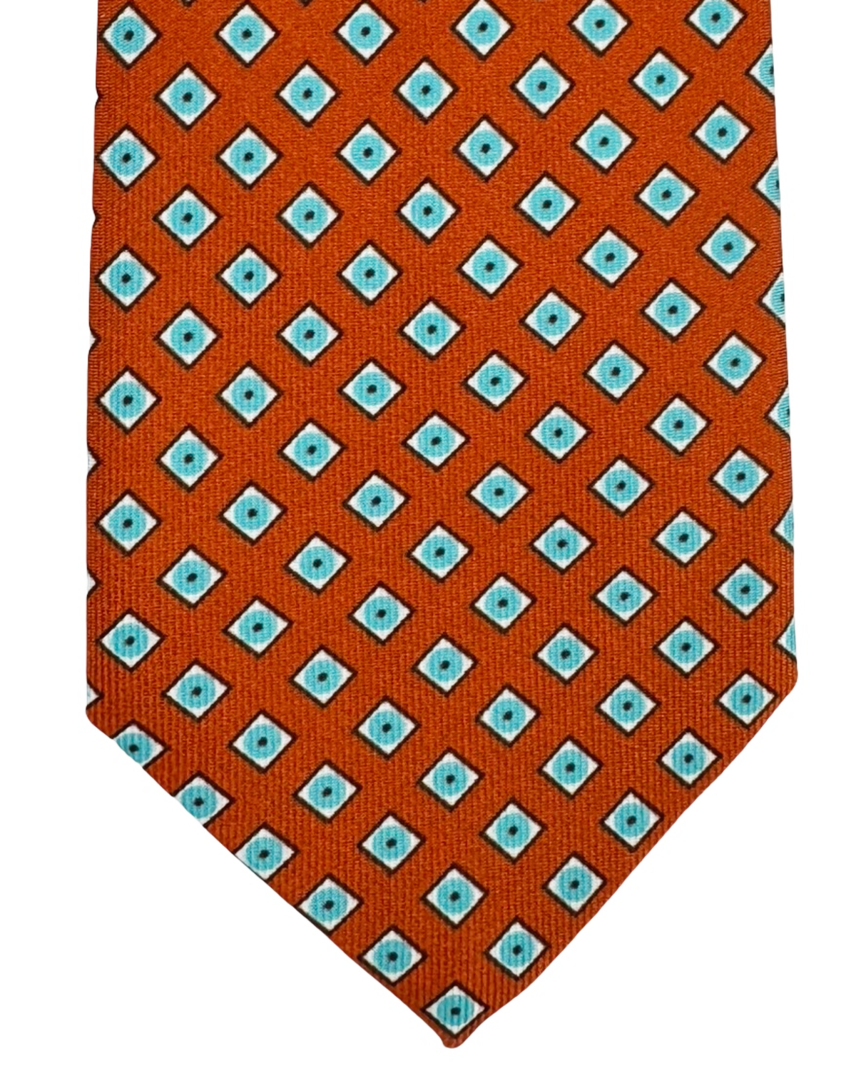 Giampaolo Silk Tie Brick Red Blue Diamonds - Sartorial
