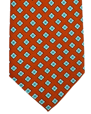 Giampaolo Silk Tie Brick Red Blue Diamonds - Sartorial
