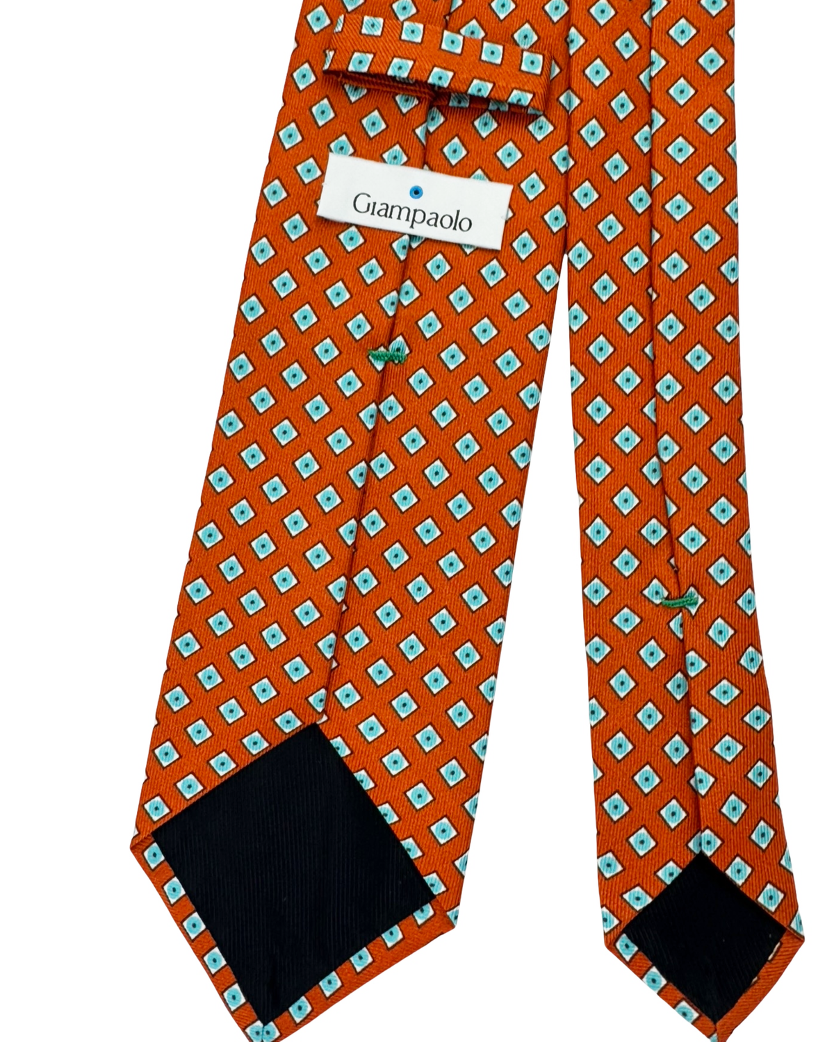 Giampaolo Silk Tie Brick Red Blue Diamonds - Sartorial