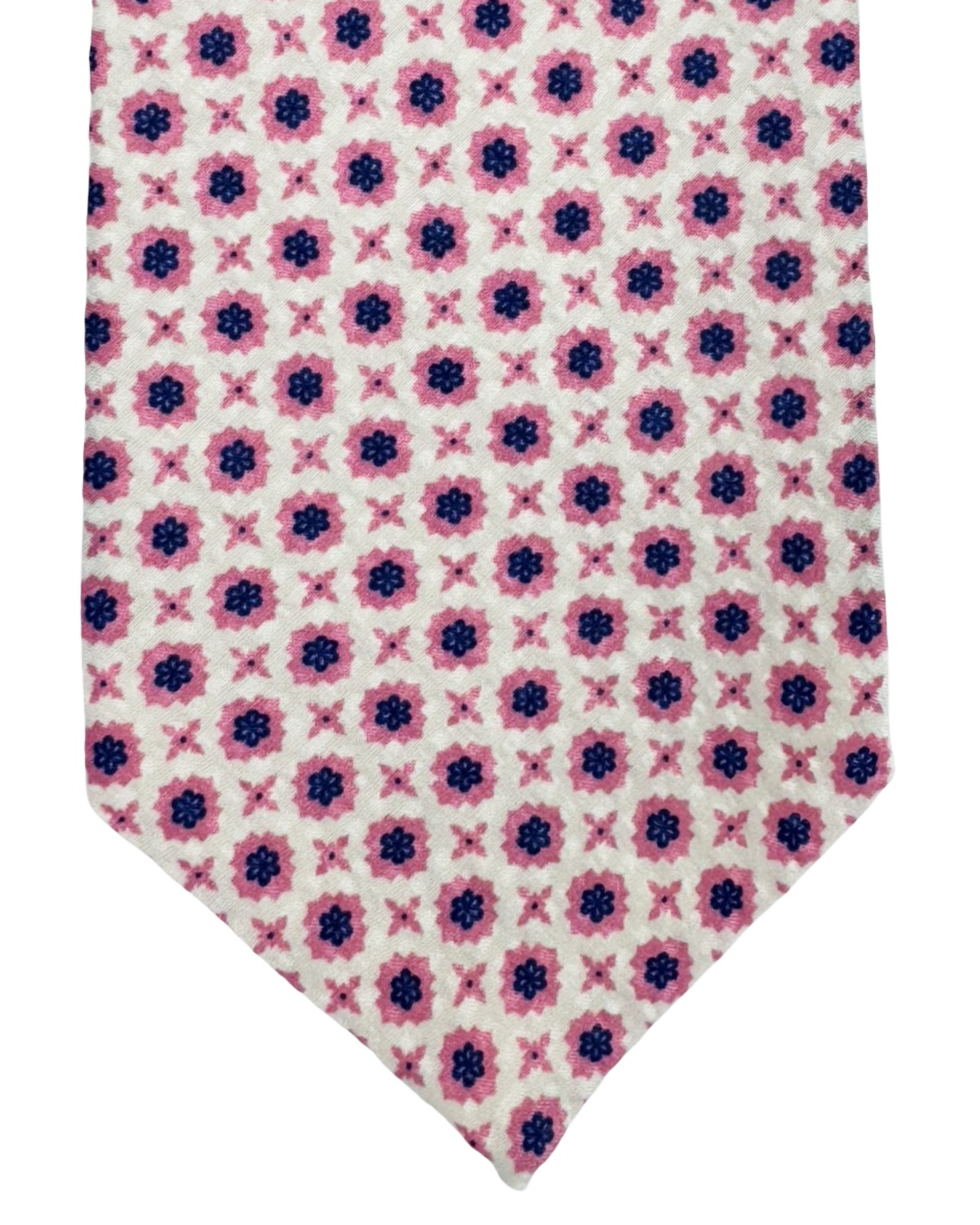 Giampaolo Silk Tie Silver Pink Navy Mini Flowers and hexagons