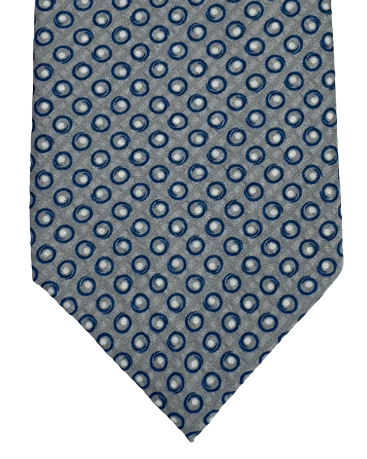 Giampaolo Silk Tie Grey Navy White Mini Circles