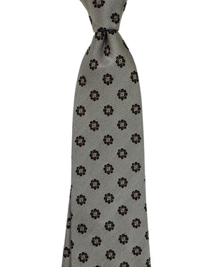 Giampaolo Tie Gray Black Taupe Mini Flowers - Hand Made In Italy SALE