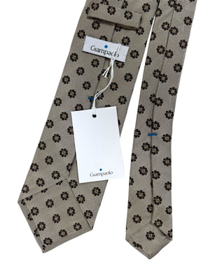 Giampaolo Tie Gray Black Taupe Mini Flowers - Hand Made In Italy SALE