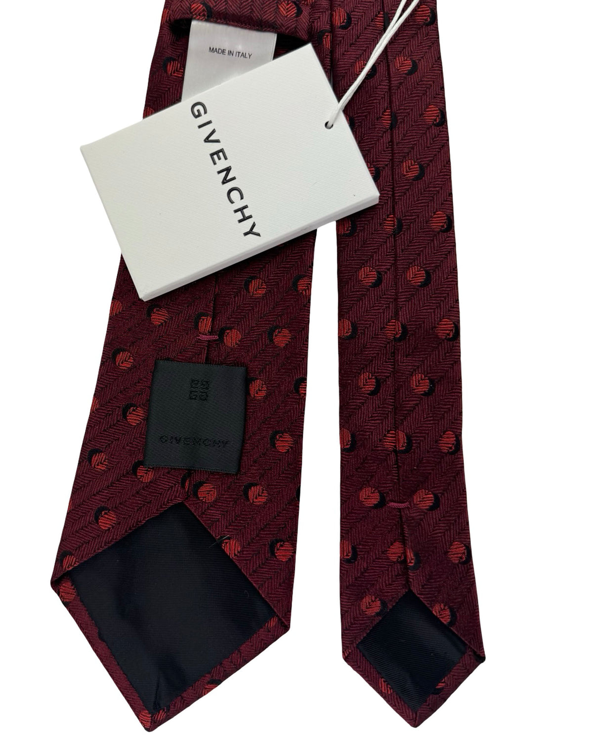 Givenchy Silk Tie Bordeaux Patterned Polka Dots