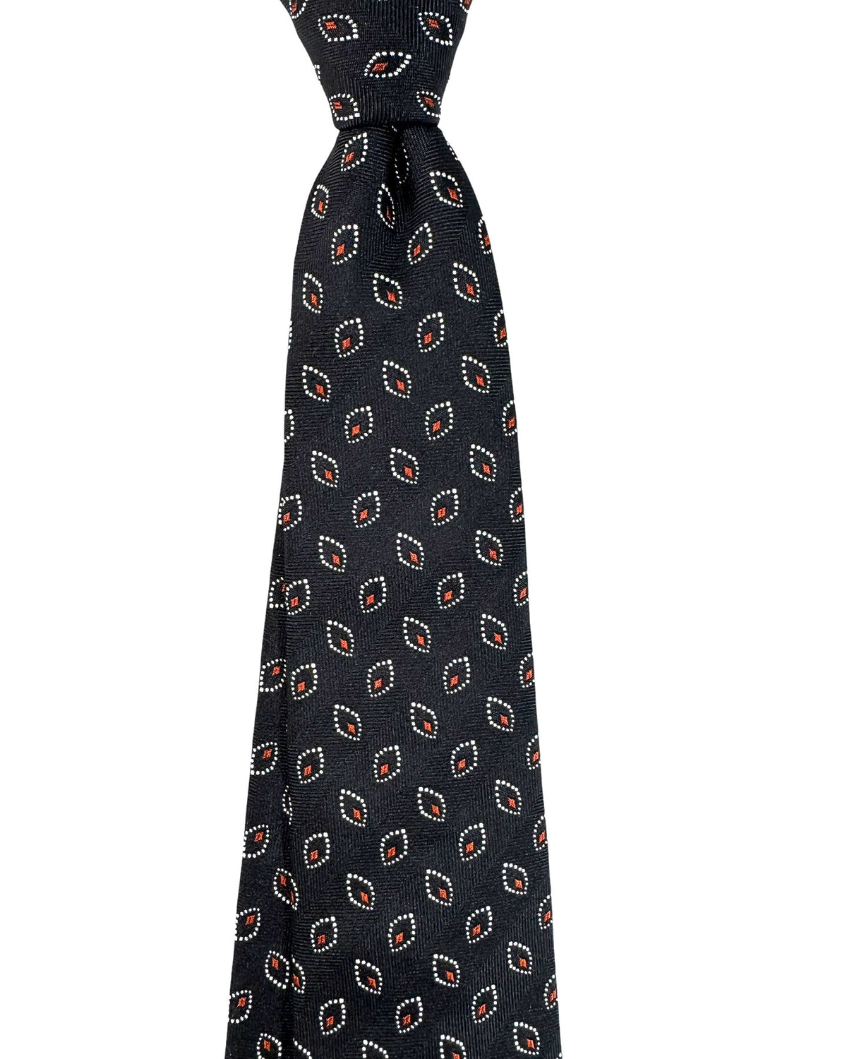 Givenchy Silk Tie Black Rust Orange Silver Geometric