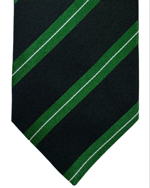 Luigi Borrelli Silk Tie Green Stripes