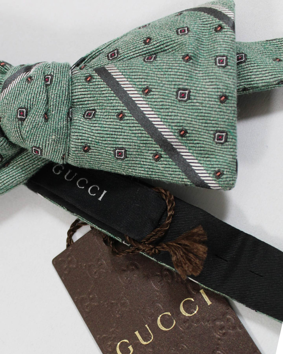 Gucci Bow Tie Mint Green Stripes Geometric 