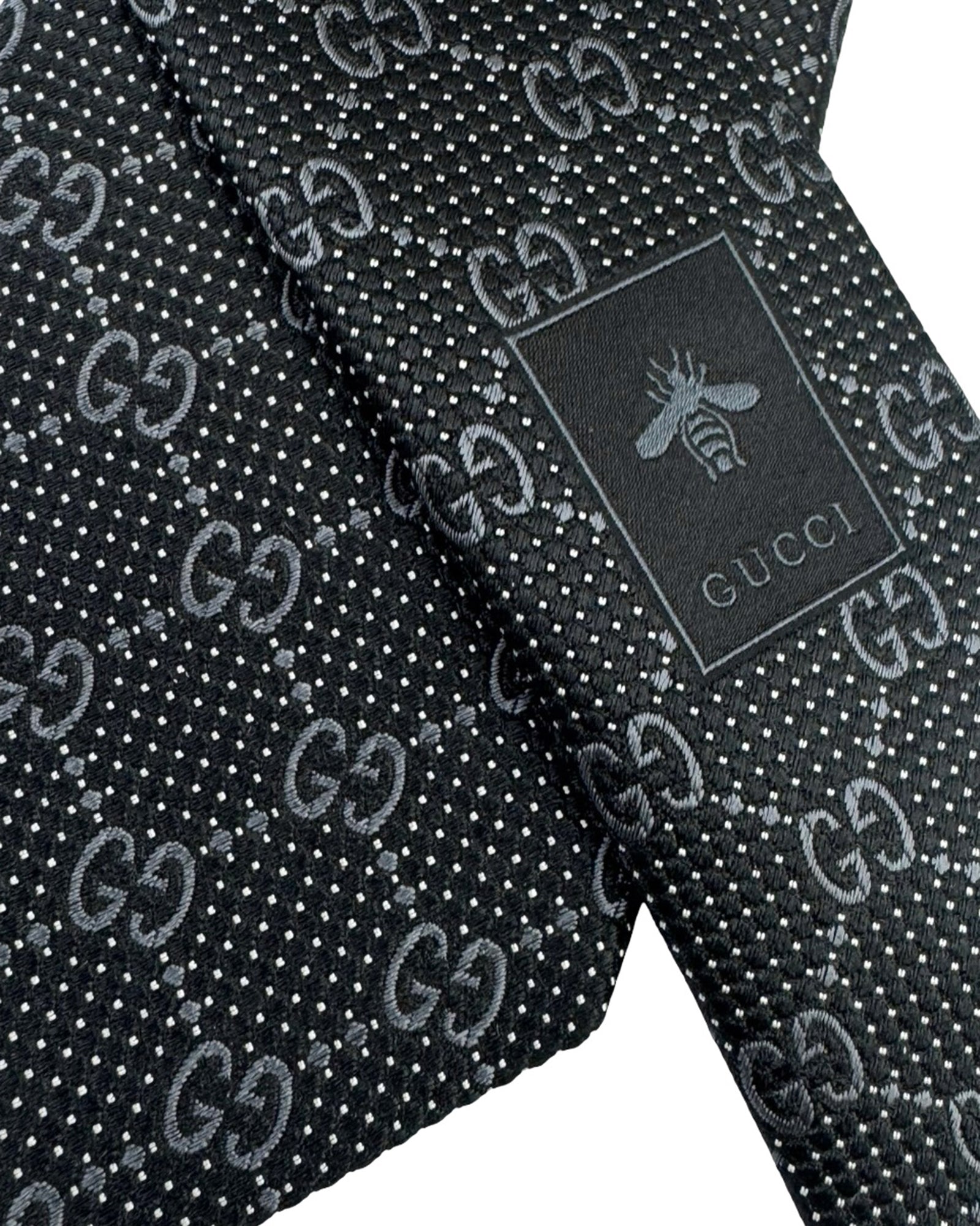 Gucci Tie Black Gray GG Pattern Deiene