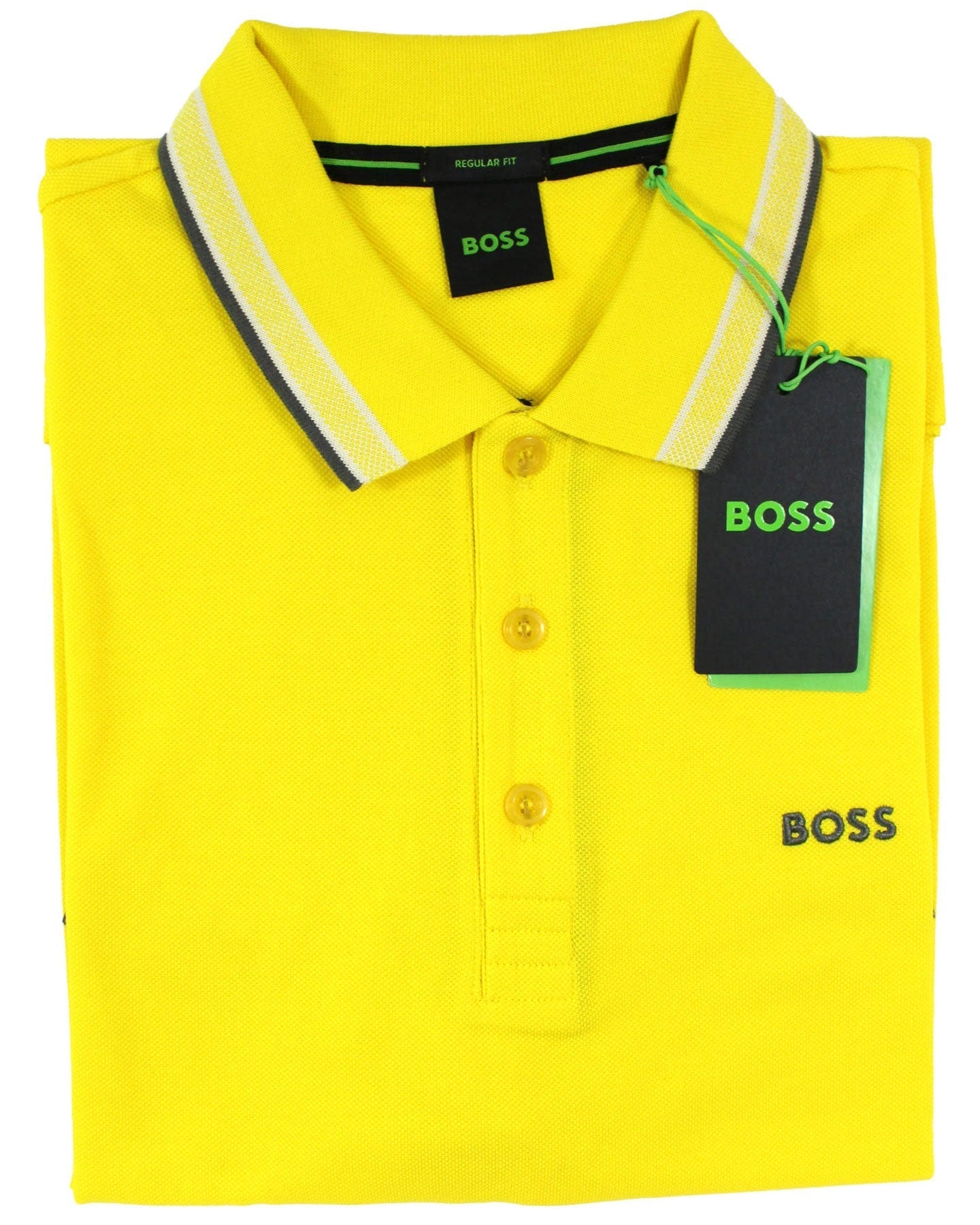 Hugo Boss Polo Shirt Regular Fit Yellow Stretch Cotton L