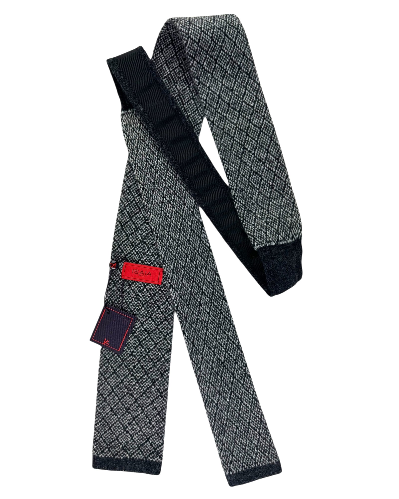 Isaia Square End Knitted tie Gray Design - Cashmere
