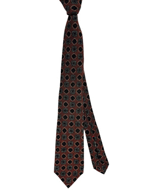 Isaia Wool Sevenfold Tie Brown Gray