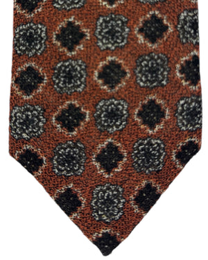 Isaia Wool Sevenfold Tie Brown Gray
