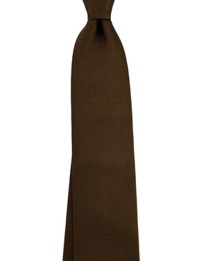 Isaia Tie Brown Grosgrain Solid