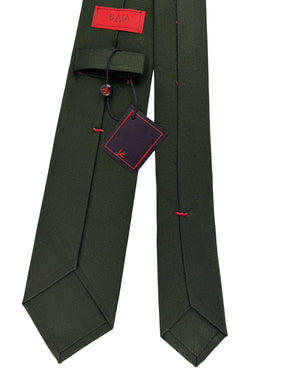 Isaia Sevenfold Tie Forest Green Fine Ribbed Texture