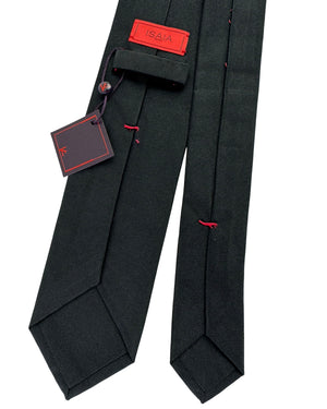 Isaia Sevenfold Tie Black Fine Ribbed Texture