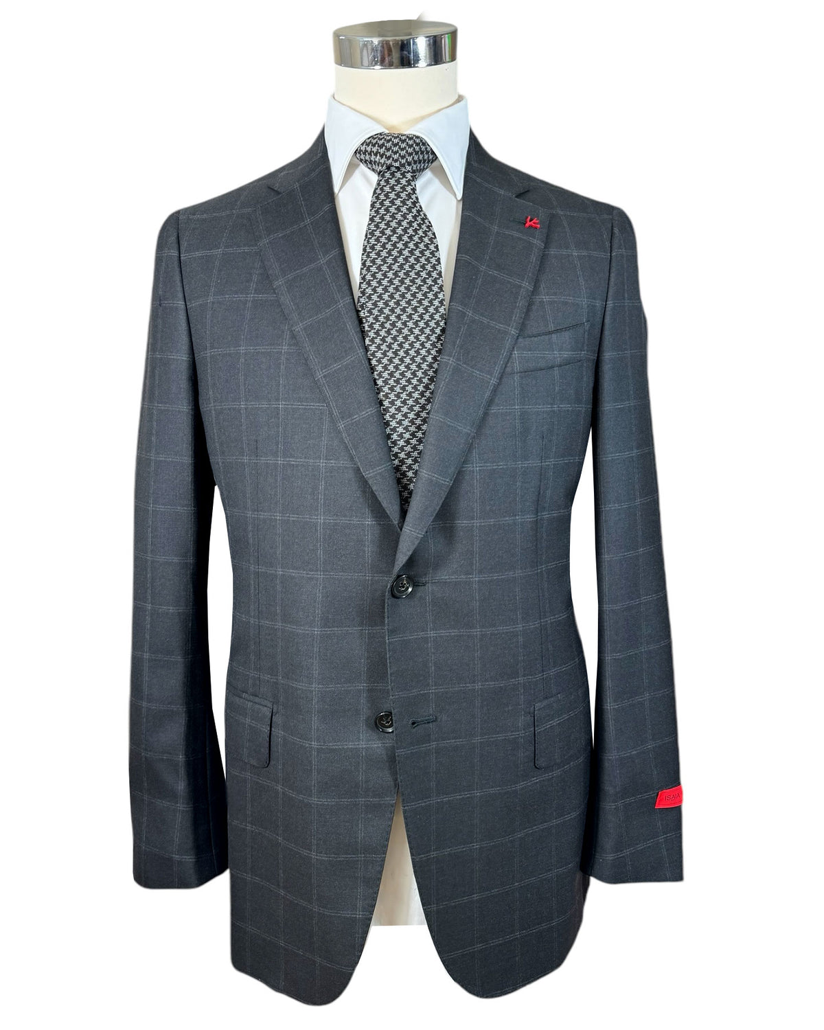 Isaia Suit Dark Gray Windowpane EU 50/ US 40 SALE