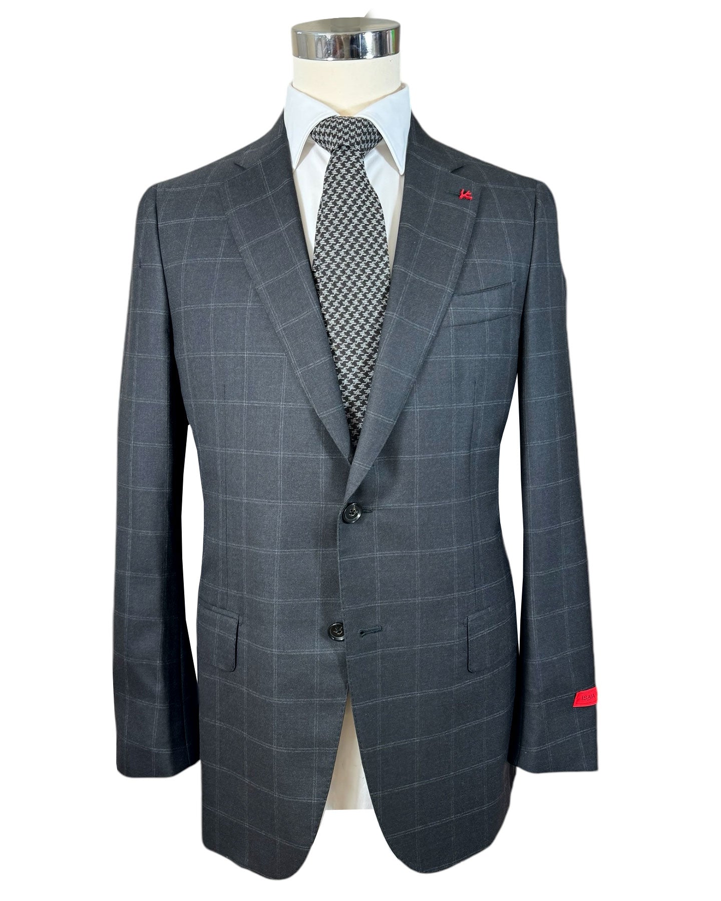 Isaia Suit Dark Gray Windowpane EU 50/ US 40 SALE