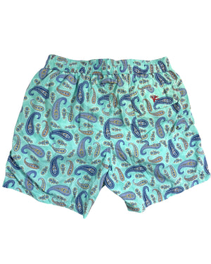 Isaia Swim Shorts Sky Blue Paisley S - Men Swimwear