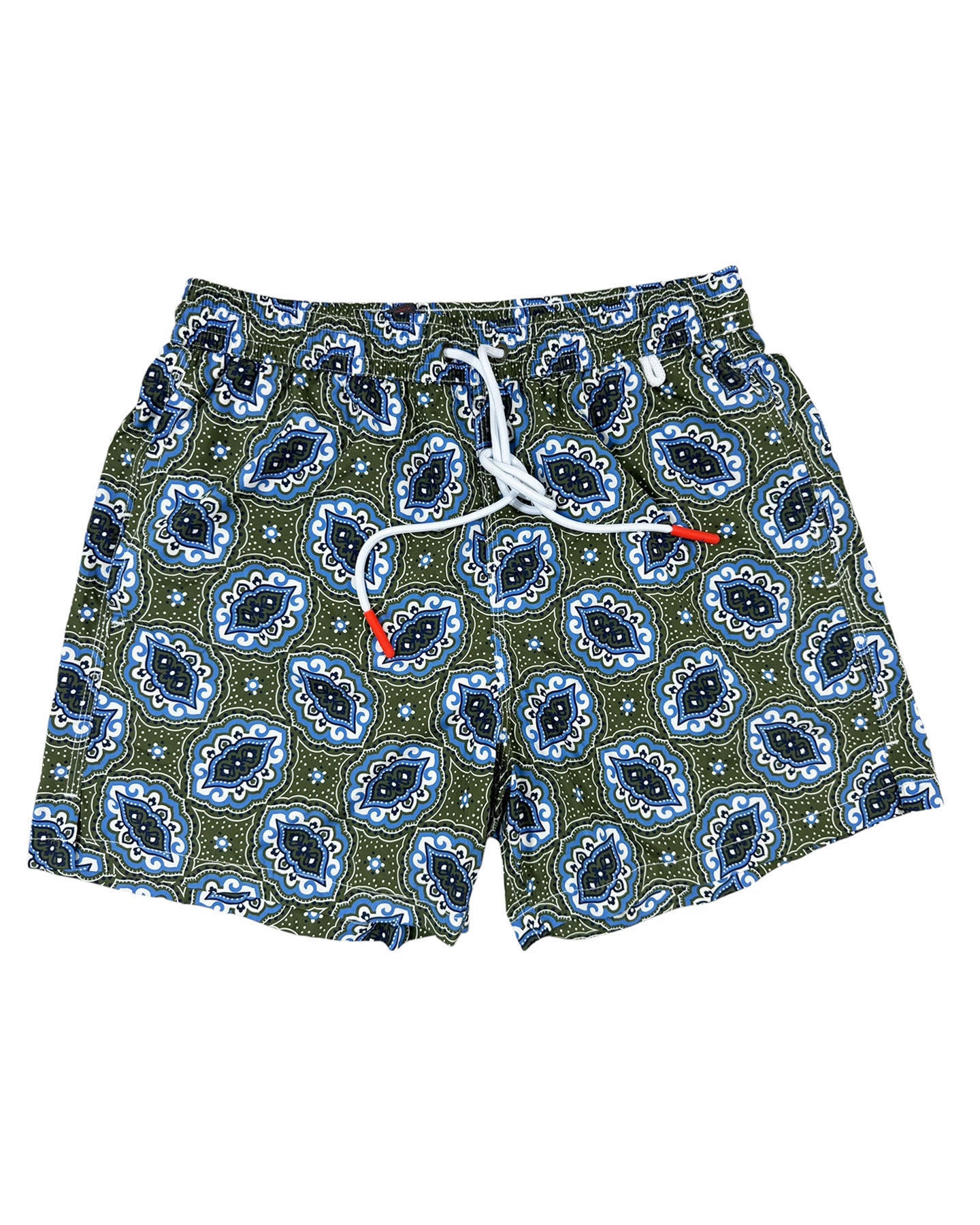 Isaia Swim Shorts Green Blue Medallion M - Men Swimwear