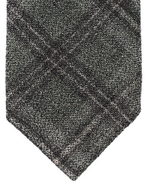 Isaia Tie Gray Check Design - Sartorial Wool Tie