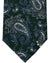 Isaia Tie Dark Green Royal Blue Paisley Design - Sevenfold Cotton Silk Necktie