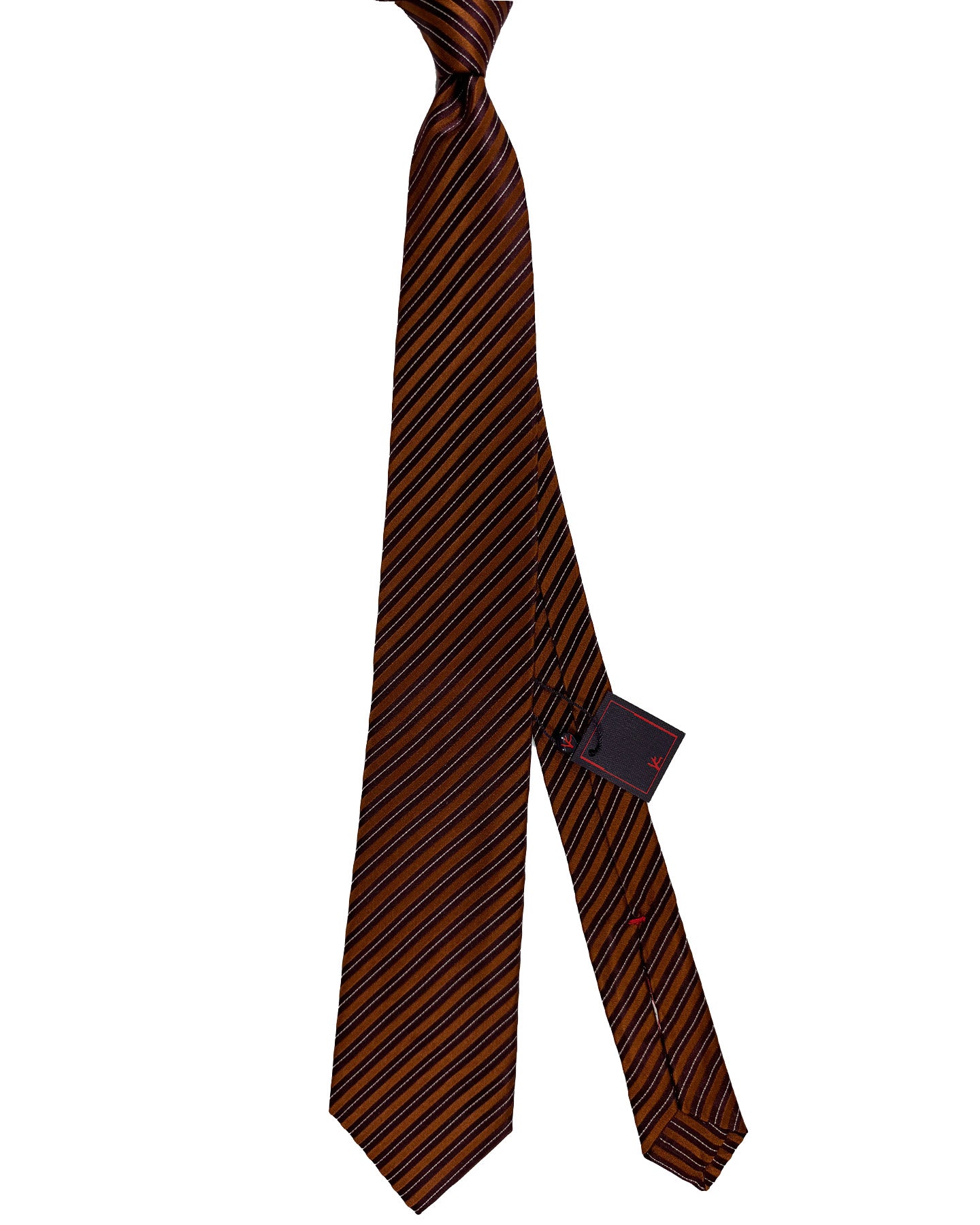 Isaia Tie Brown Stripes Design - Sartorial Sevenfold Tie