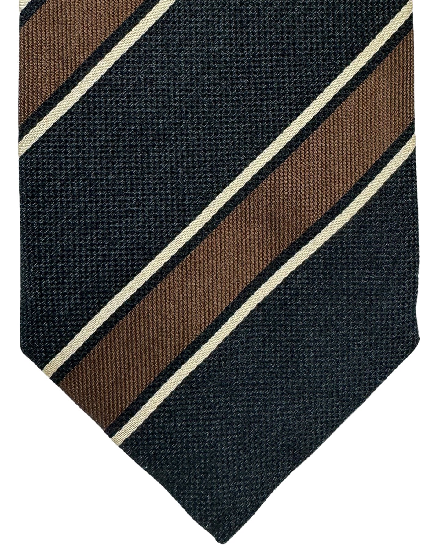 Isaia Tie Brown Stripes Design - Sartorial Sevenfold Tie