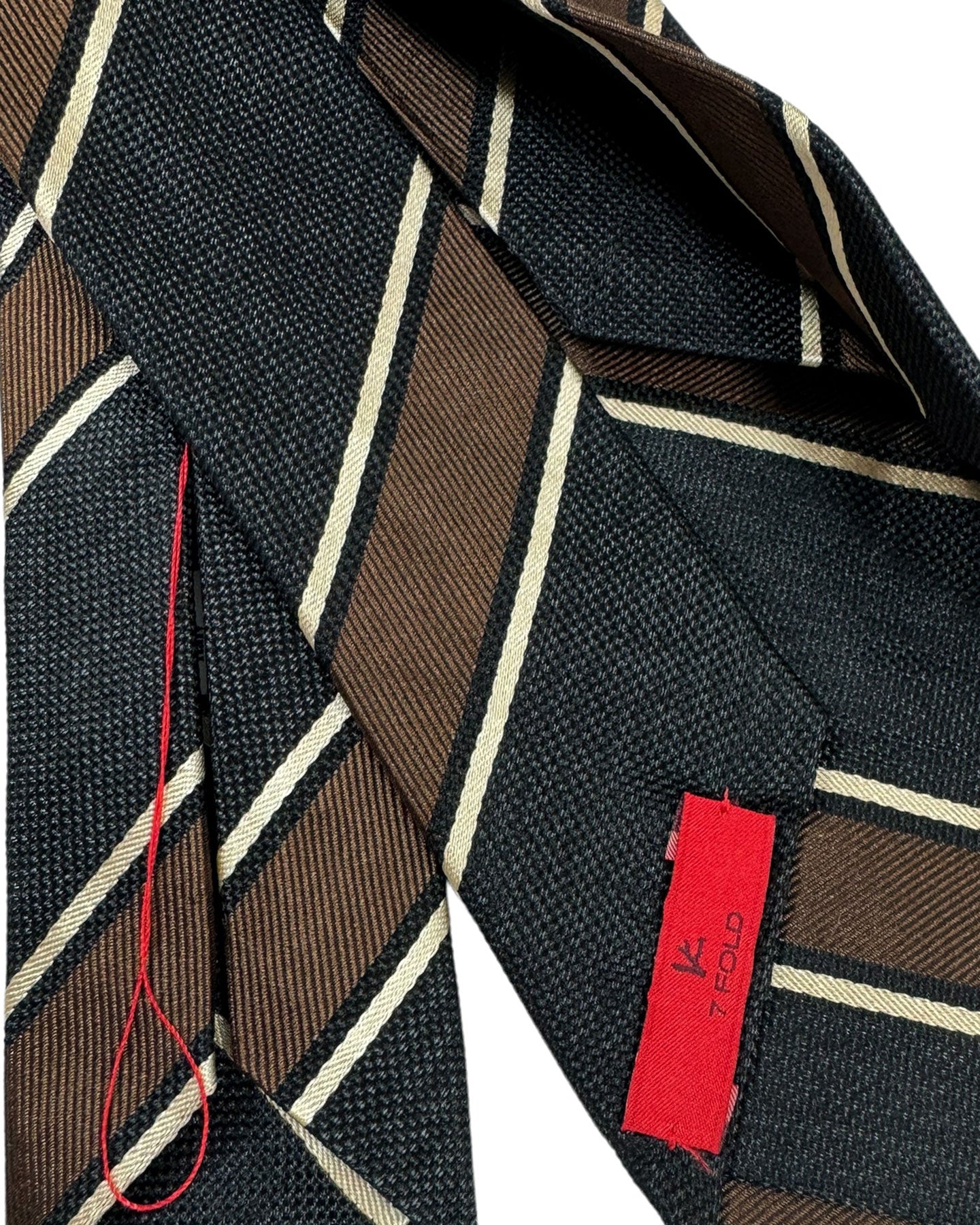 Isaia Tie Brown Stripes Design - Sartorial Sevenfold Tie