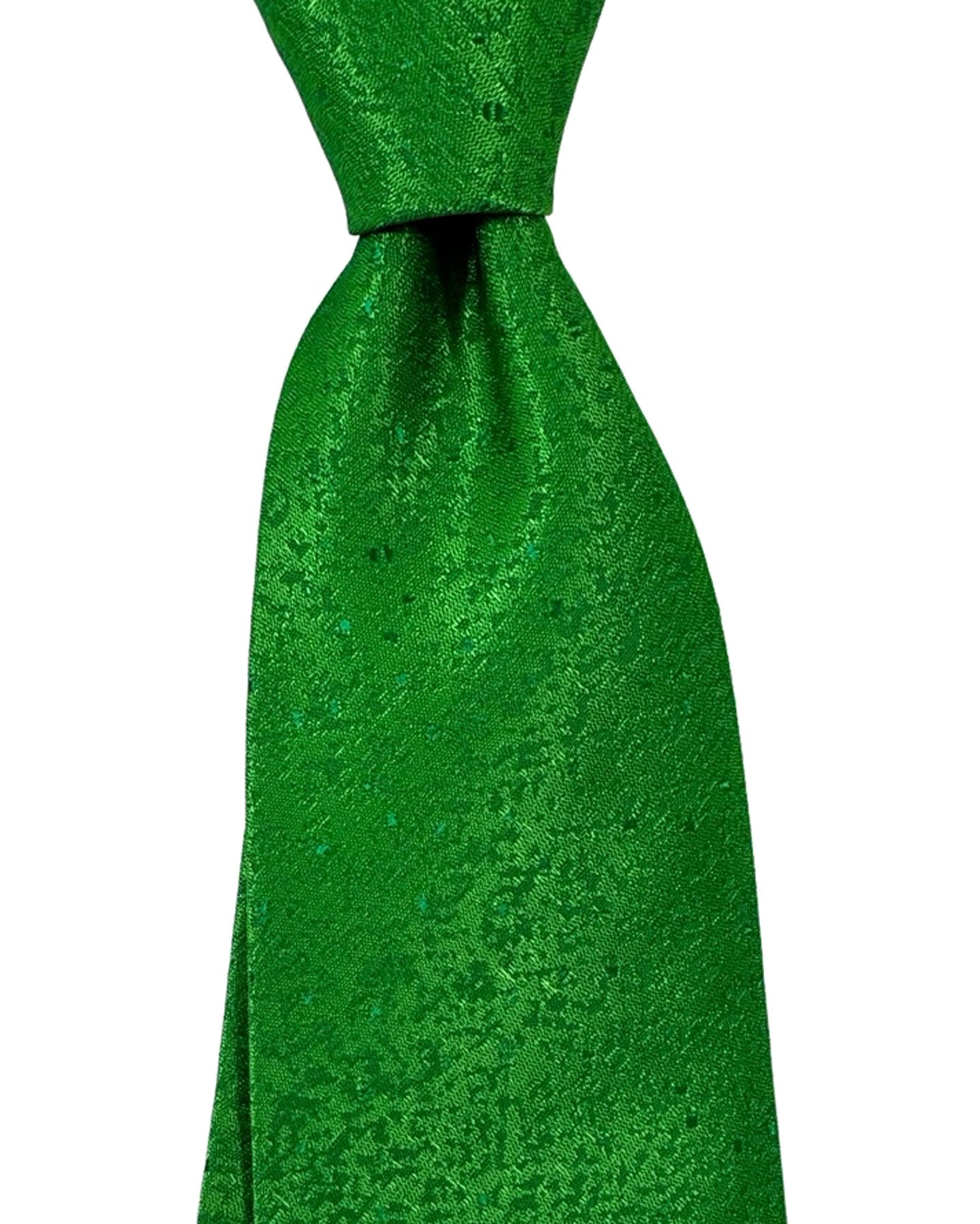 Isaia Tie Green Micro Pattern Design - Sartorial Silk Tie