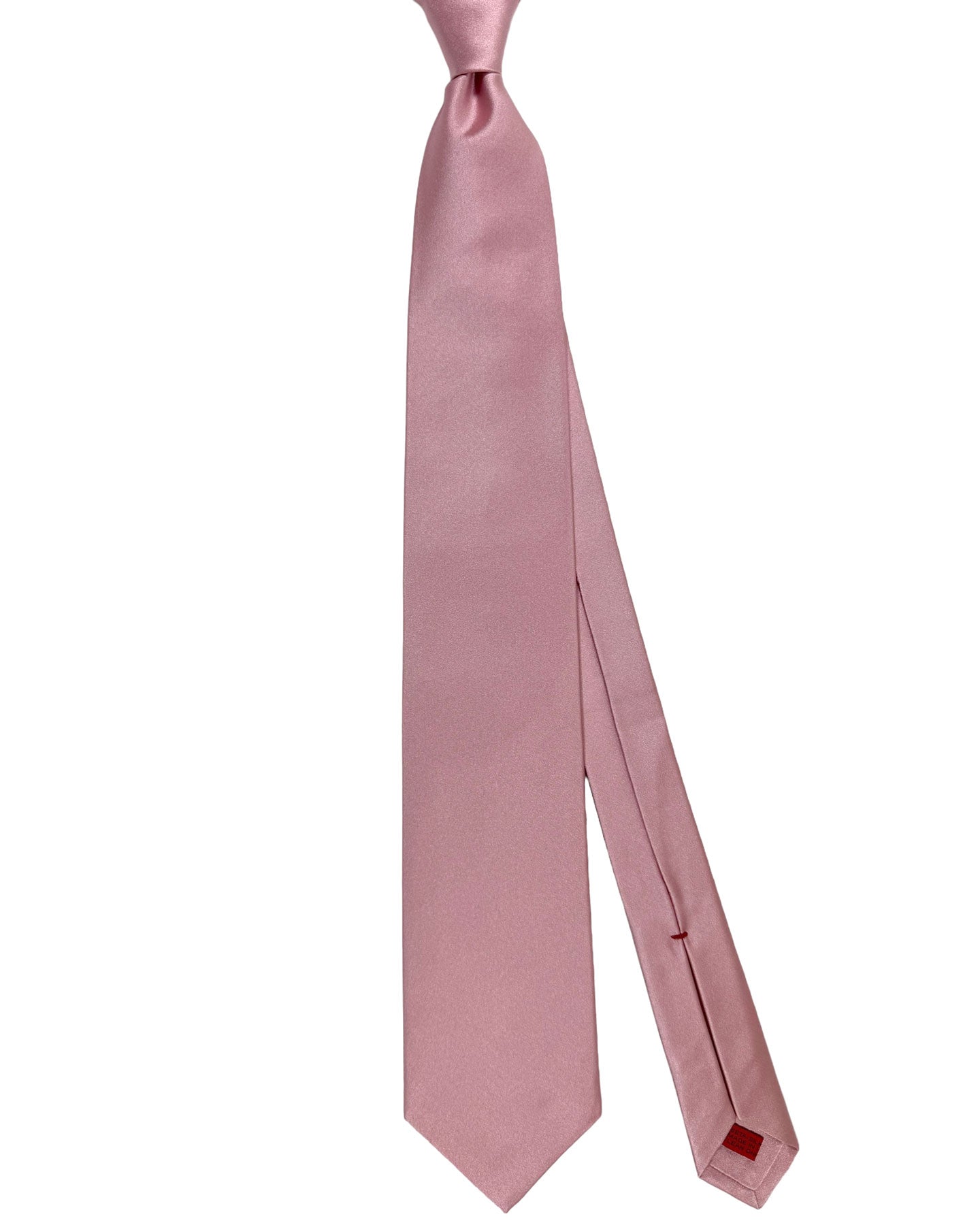 Isaia Napoli Tie Light Pink Solid Design - Silk Necktie