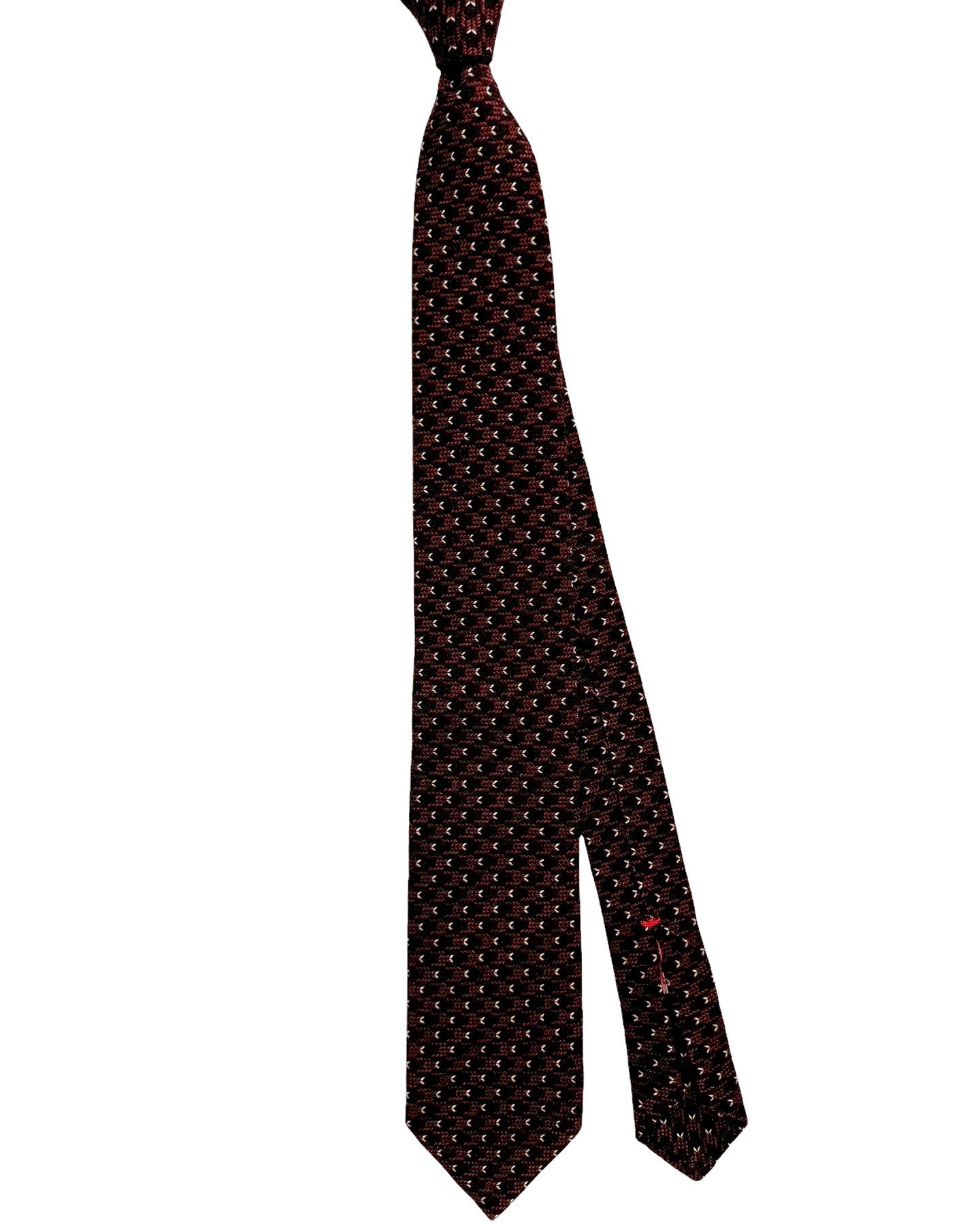 Isaia Tie Brown Micro Pattern Design - Sevenfold Silk Necktie