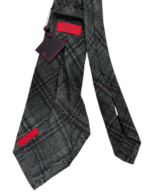 Isaia Tie Gray Plaid Design - Sevenfold Wool Necktie