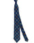 Isaia Sevenfold Tie Dark Blue Orange Plaid Design - Wool Silk Necktie