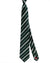 Isaia Sevenfold Tie Dark Green Silver Stripes - Silk Necktie