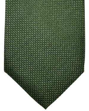 Isaia Sevenfold Tie Forest Green Micro Pattern - Silk Necktie