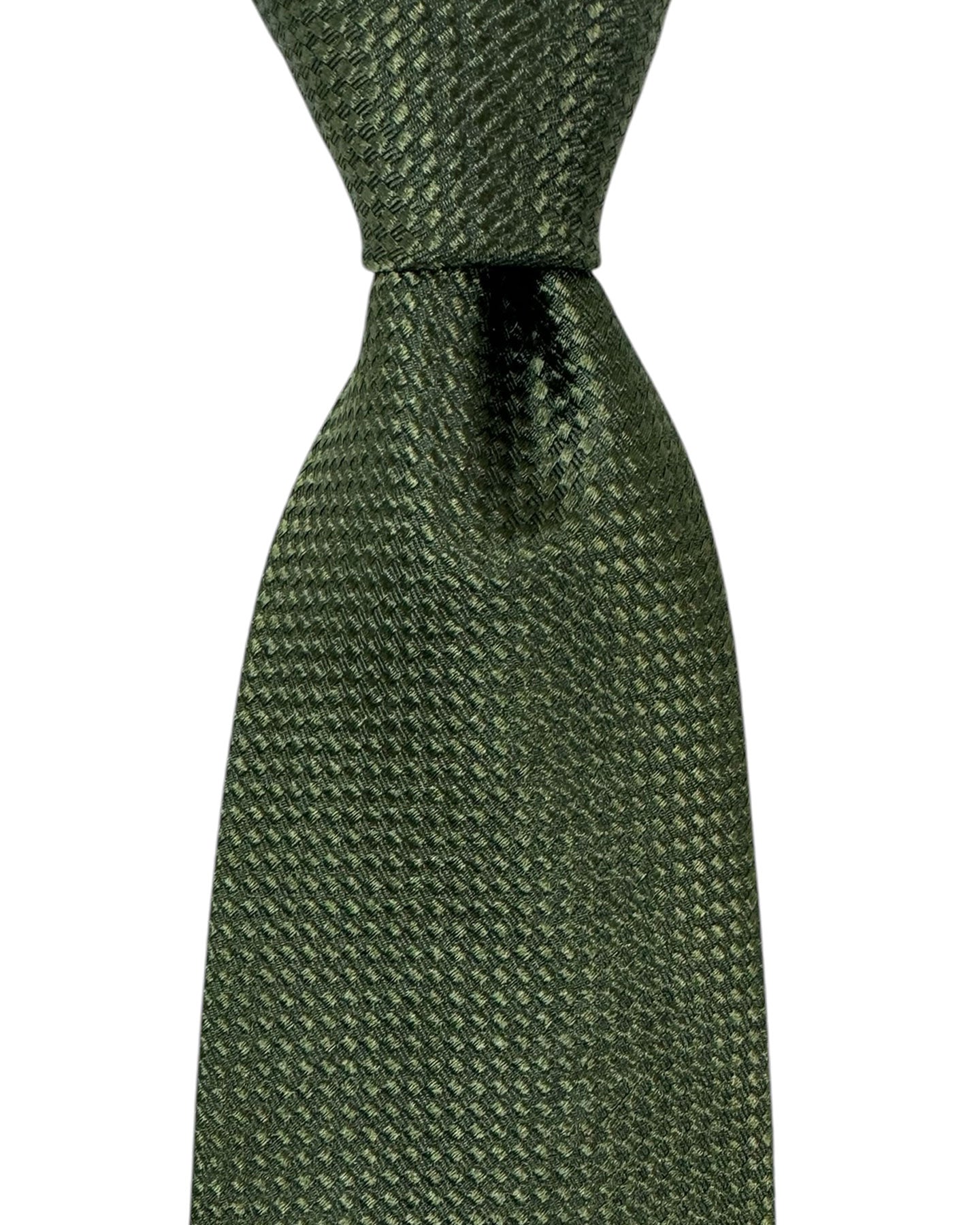 Isaia Sevenfold Tie Forest Green Micro Pattern - Silk Necktie