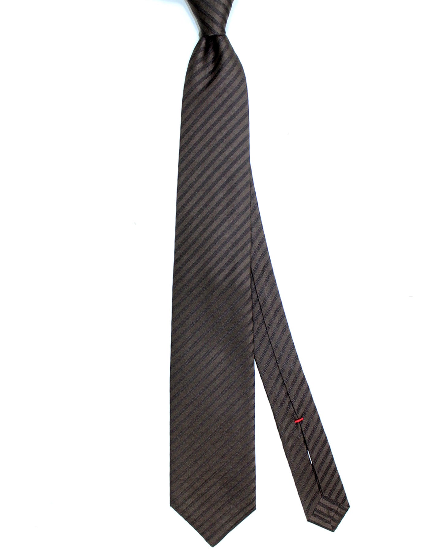 Isaia Sevenfold Tie Brown Stripes - Silk Necktie