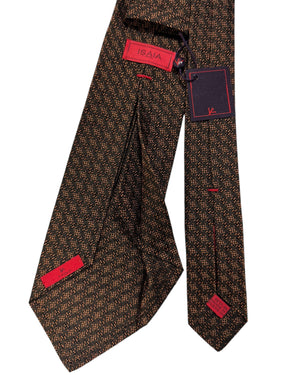 Isaia  Silk Sevenfold Tie Brown Design