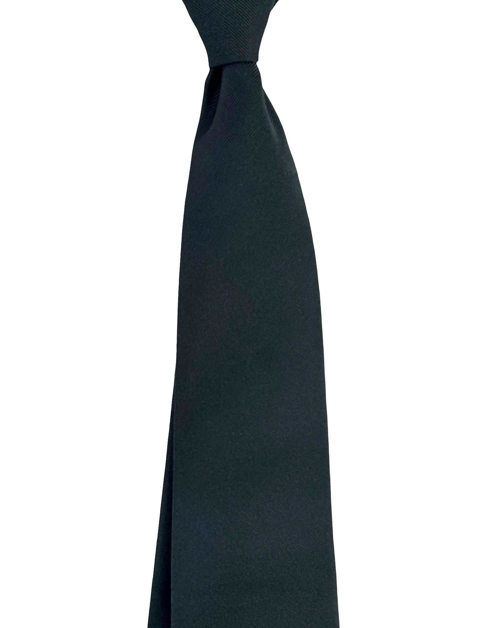 Isaia Sevenfold Tie Solid Black Grosgrain