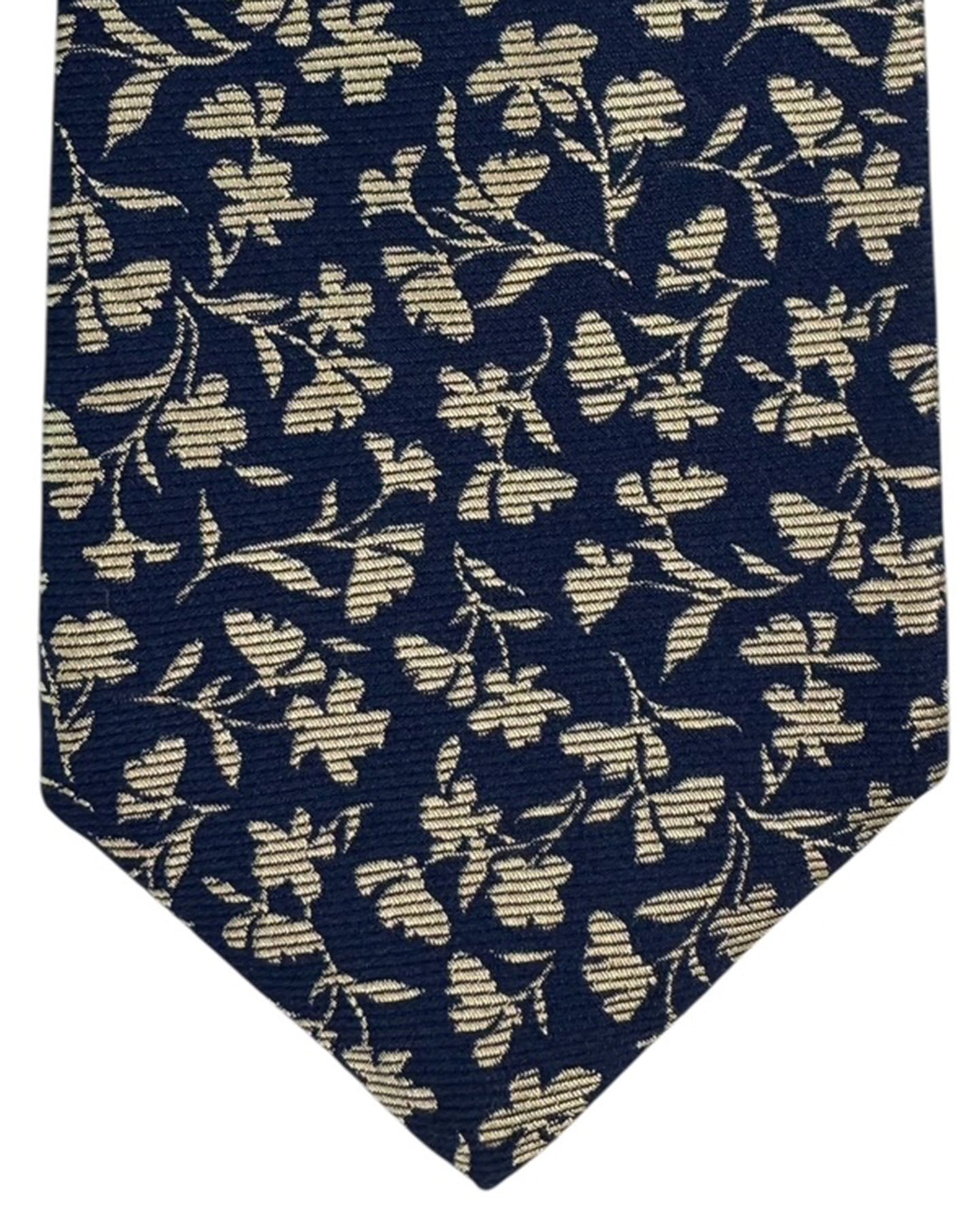 Kiton Tie Navy Floral Vine - Sevenfold Necktie