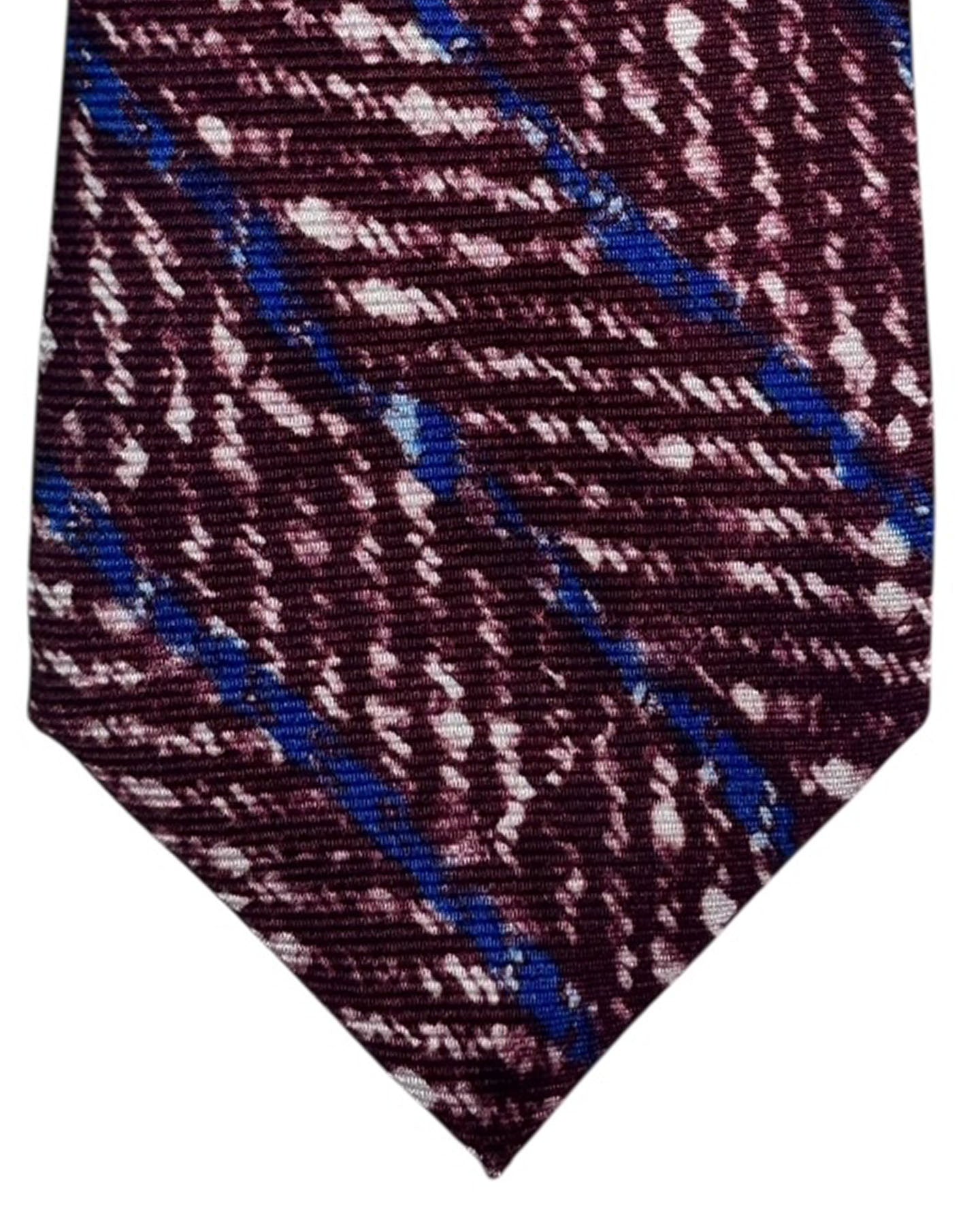 Kiton Tie Bordeaux & Royal Blue Stripes - Sevenfold Necktie