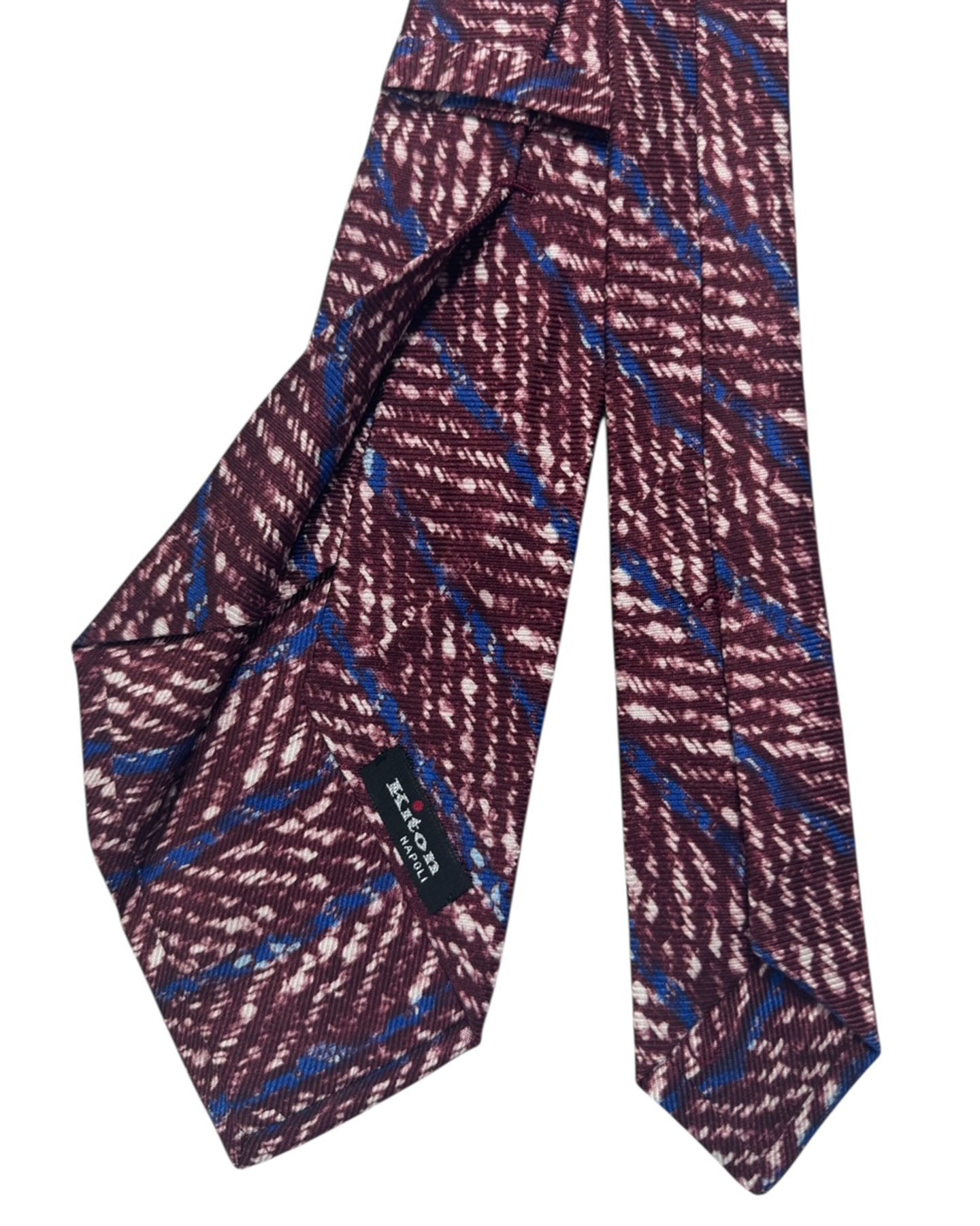 Kiton Tie Bordeaux & Royal Blue Stripes - Sevenfold Necktie