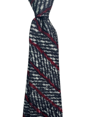 Kiton Tie Black Patterned Stripes Dark Red - Sevenfold Necktie SALE