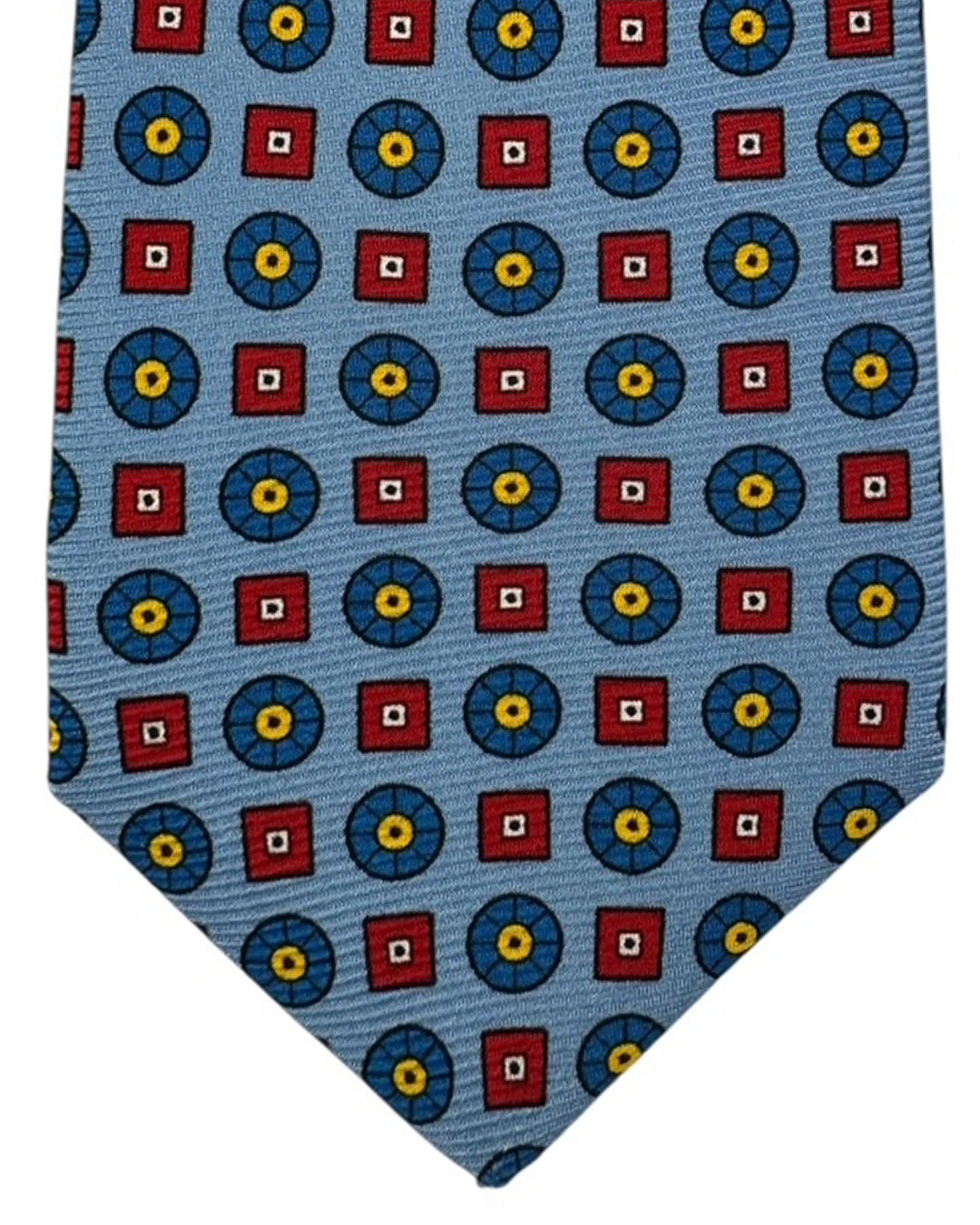 Kiton Tie Blue Dark Red Geometric- Sevenfold Necktie