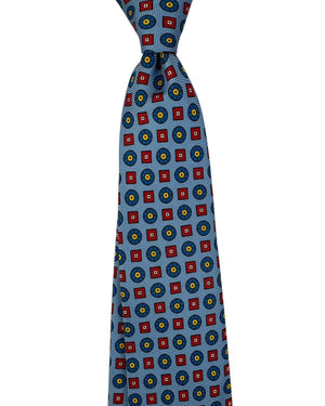 Kiton Tie Blue Dark Red Geometric- Sevenfold Necktie
