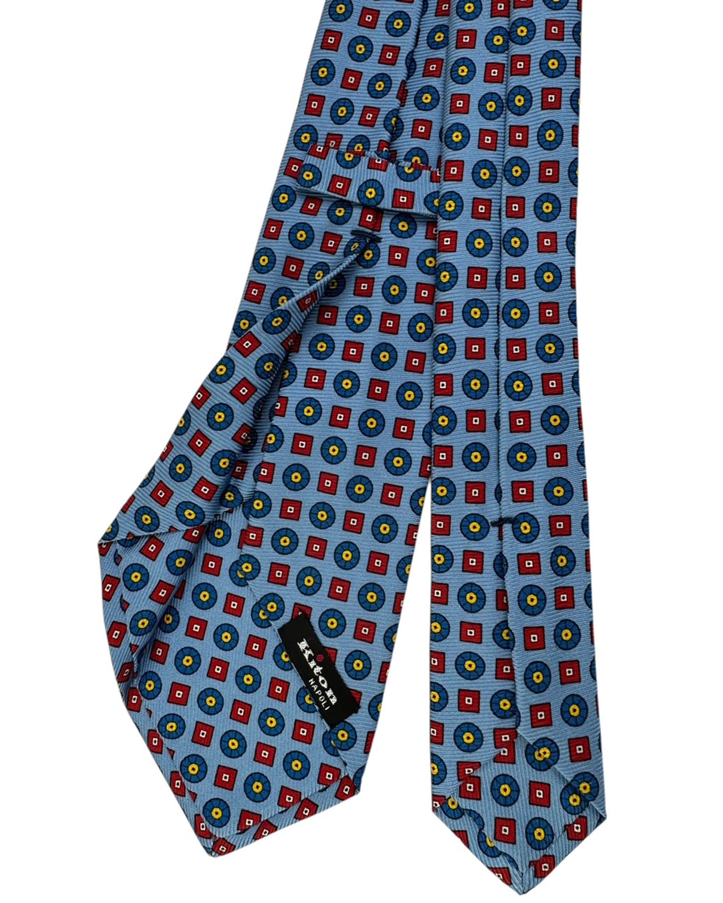 Kiton Tie Blue Dark Red Geometric- Sevenfold Necktie