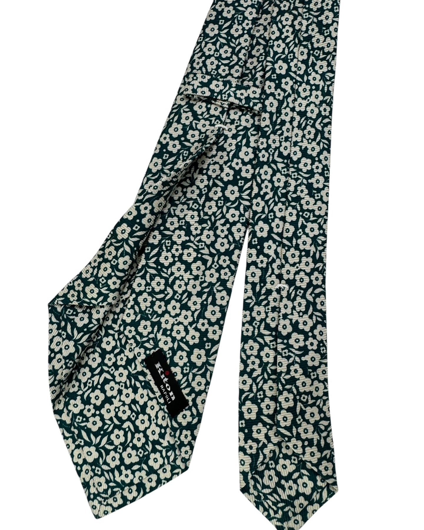 Kiton Tie Green White Floral  - Sevenfold Necktie