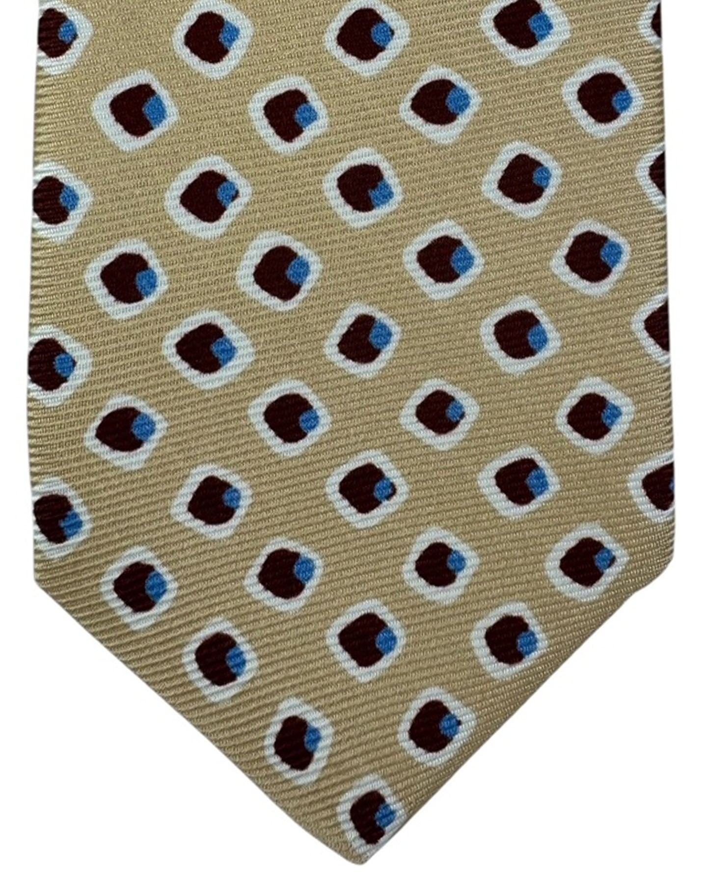 Kiton Tie Tan Burgundy Blue Oval  - Sevenfold Necktie