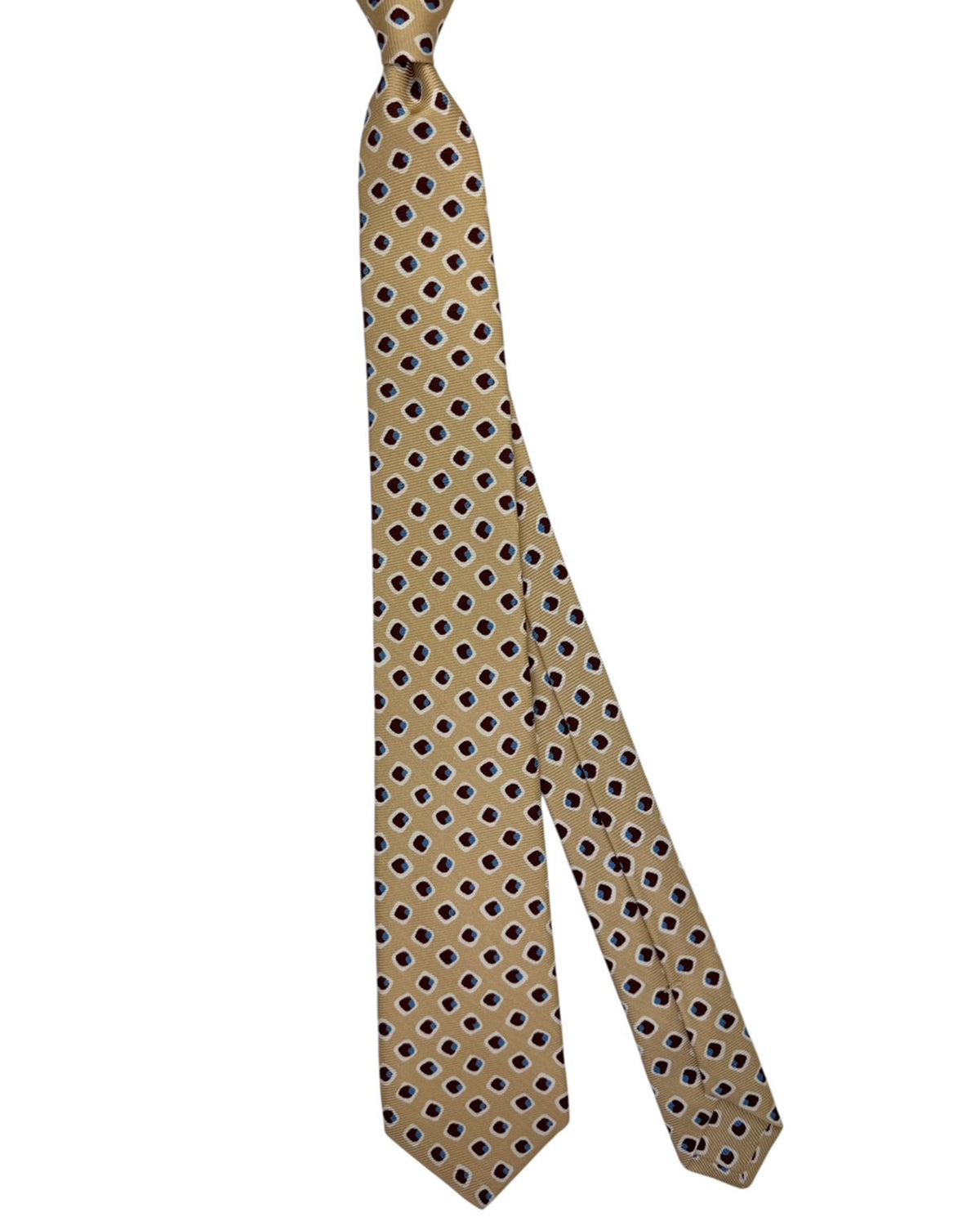 Kiton Tie Tan Burgundy Blue Oval  - Sevenfold Necktie SALE