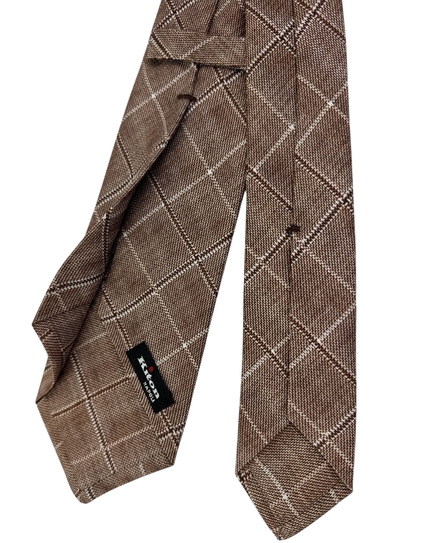 Kiton Tie Brown Windowpane - Sevenfold Necktie